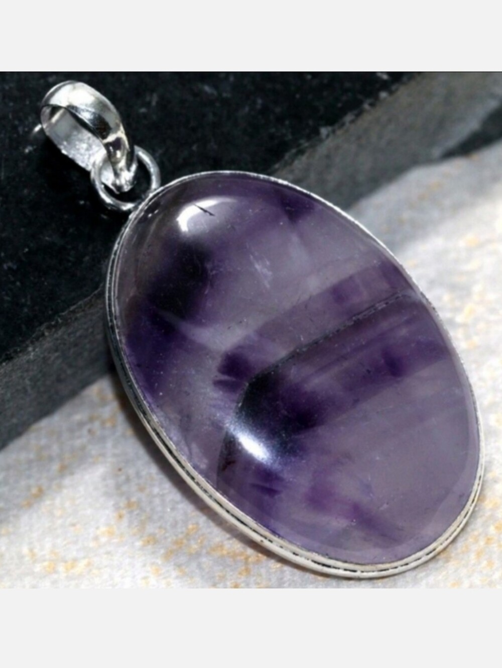 Chevron Amethyst Gemstone Jewelry 925 Sterling Silver Handmade Pendant Necklace